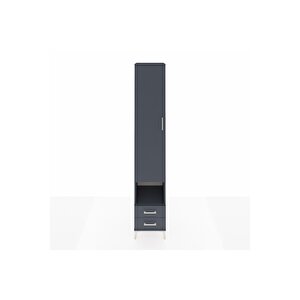 Hyperion Dolap 4 Raflı 2 Çekmeceli Tek Askılı 44x44x243 Antrasit-antrasit