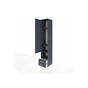 Hyperion Dolap 4 Raflı 2 Çekmeceli Tek Askılı 44x44x243 Antrasit-antrasit
