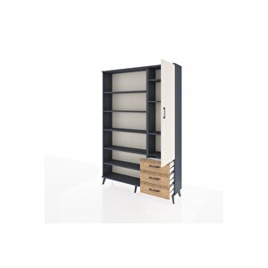 Arges Dolap 9 Raflı 3 Çekmeceli Tek Kapaklı  132x30x195 Antrasit-aytaşı/çam