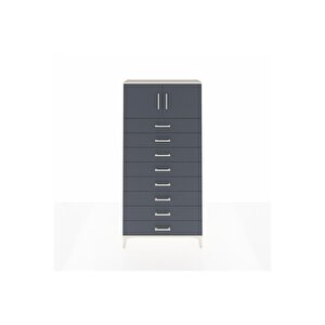 Arges Dolap Tek Raflı 8 Çekmeceli 2 Kapaklı 88x30x182 Aytaşı-antrasit