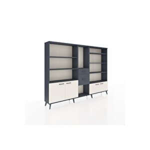 Arges Dolap 10 Raflı 2 Çekmeceli 4 Kapaklı 220x30x163 Antrasit-aytaşı/antrasit