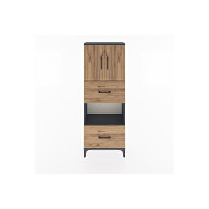 Arges Dolap 3 Raflı 2 Çekmeceli 2 Kapaklı 60x30x163 Antrasit-çam