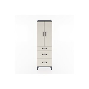 Hyperion Dolap 3 Raflı 3 Çekmeceli 2 Kapaklı 60x44x195 Antrasit-aytaşı