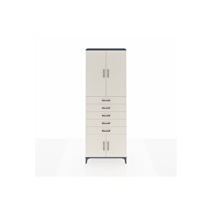 Arges Dolap 3 Raflı 5 Çekmeceli 4 Kapaklı 88x30x243 Antrasit-aytaşı