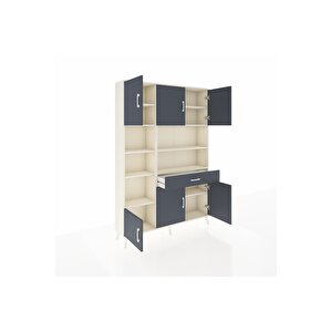 Arges Gardrop 10 Raflı Tek Çekmeceli 6 Kapaklı 132x30x195 Aytaşı-antrasit