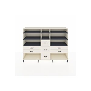 Hyperion Dolap 8 Raflı 7 Çekmeceli  220x44x163 Aytaşı-antrasit/aytaşı