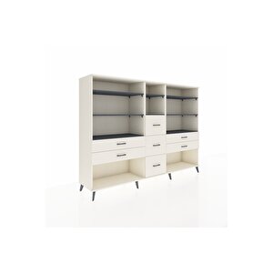 Hyperion Dolap 8 Raflı 7 Çekmeceli  220x44x163 Aytaşı-antrasit/aytaşı