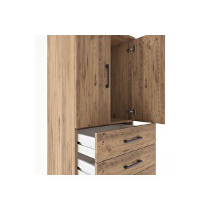 Hyperion Dolap Tek Raflı 5 Çekmeceli 2 Kapaklı 60x44x182 Çam-çam