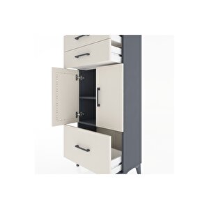 Hyperion Dolap 2 Raflı 3 Çekmeceli 2 Kapaklı 60x44x134 Antrasit-aytaşı