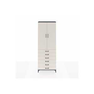 Arges Dolap 3 Raflı 6 Çekmeceli 2 Kapaklı 88x30x243 Antrasit-aytaşı