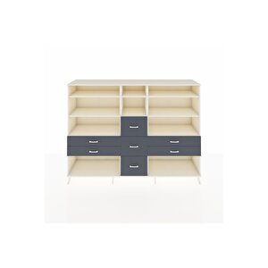 Hyperion Dolap 8 Raflı 7 Çekmeceli  220x44x163 Aytaşı-aytaşı/antrasit