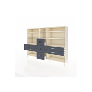 Hyperion Dolap 8 Raflı 7 Çekmeceli  220x44x163 Aytaşı-aytaşı/antrasit