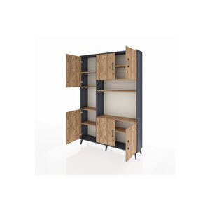 Arges Gardrop 9 Raflı 6 Kapaklı 132x30x195 Antrasit-çam