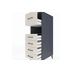 Kronos Dolap Tek Raflı 5 Çekmeceli 44x59x134 Antrasit-aytaşı