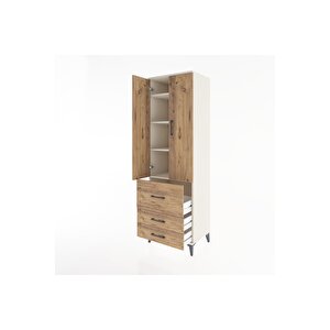 Hyperion Dolap 4 Raflı 3 Çekmeceli 2 Kapaklı 60x44x195 Aytaşı-çam