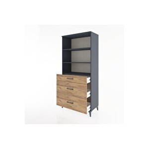 Hyperion Dolap 3 Raflı 3 Çekmeceli 88x44x195 Antrasit-çam