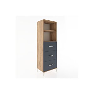 Hyperion Dolap 2 Raflı 3 Çekmeceli 60x44x182 Çam-antrasit