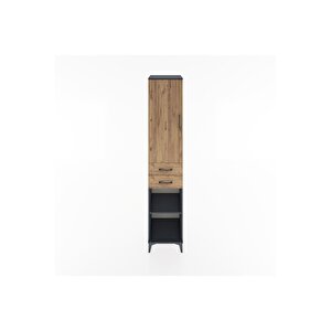 Hyperion Dolap 3 Raflı 2 Çekmeceli Tek Askılı 44x44x221 Antrasit-çam