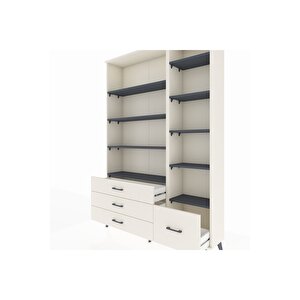 Arges Dolap 9 Raflı 4 Çekmeceli  132x30x195 Aytaşı-antrasit/aytaşı