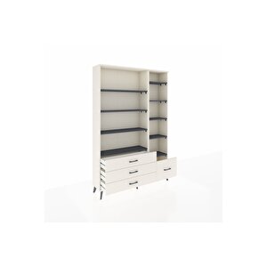 Arges Dolap 9 Raflı 4 Çekmeceli  132x30x195 Aytaşı-antrasit/aytaşı