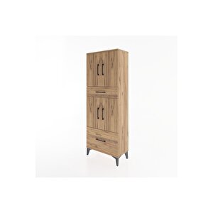 Arges Dolap 4 Raflı 2 Çekmeceli 4 Kapaklı 60x30x163 Çam-çam