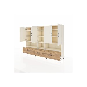Hyperion Dolap 12 Raflı 3 Çekmeceli 5 Kapaklı 220x44x163 Aytaşı-aytaşı/çam