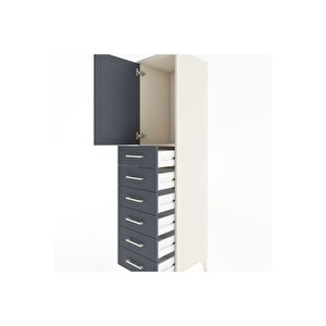 Hyperion Dolap Tek Raflı 6 Çekmeceli Tek Kapaklı 44x44x182 Aytaşı-antrasit