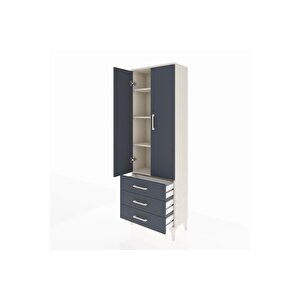 Arges Dolap 4 Raflı 3 Çekmeceli 2 Kapaklı 60x30x182 Aytaşı-antrasit