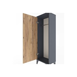 Arges Dolap Tek Kapaklı Tek Askılı 44x30x134 Antrasit-çam