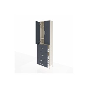 Arges Dolap 3 Raflı 4 Çekmeceli 2 Kapaklı 60x30x221 Aytaşı-antrasit