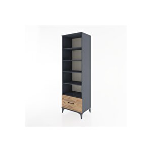 Hyperion Dolap 5 Raflı Tek Çekmeceli 60x44x195 Antrasit-çam