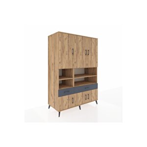 Kronos Dolap 8 Raflı 2 Çekmeceli 6 Kapaklı 132x59x195 Çam-çam/antrasit