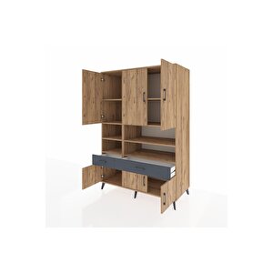 Kronos Dolap 8 Raflı 2 Çekmeceli 6 Kapaklı 132x59x195 Çam-çam/antrasit