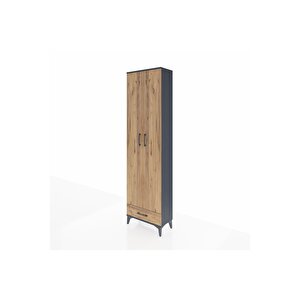 Arges Dolap 5 Raflı Tek Çekmeceli 2 Kapaklı 60x30x221 Antrasit-çam