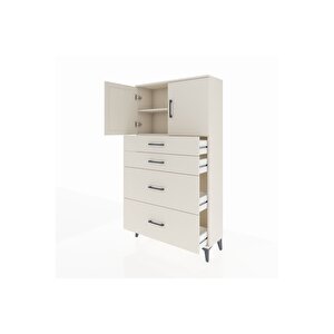 Arges Dolap 2 Raflı 4 Çekmeceli 2 Kapaklı 88x30x163 Aytaşı-aytaşı