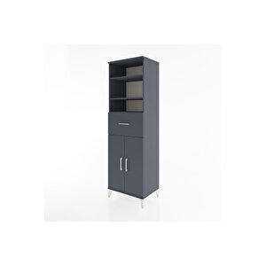 Hyperion Dolap 4 Raflı Tek Çekmeceli 2 Kapaklı 60x44x195 Antrasit-antrasit
