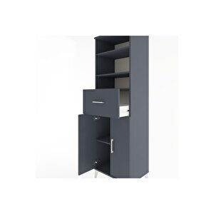 Hyperion Dolap 4 Raflı Tek Çekmeceli 2 Kapaklı 60x44x195 Antrasit-antrasit