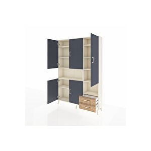 Arges Dolap 10 Raflı 2 Çekmeceli 5 Kapaklı 132x30x195 Aytaşı-antrasit/çam