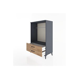 Hyperion Dolap Tek Raflı 2 Çekmeceli Tek Askılı 88x44x134 Antrasit-çam