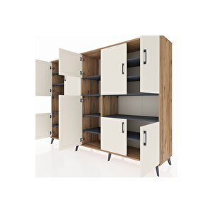 Hyperion Dolap 14 Raflı 10 Kapaklı 220x44x163 Çam-aytaşı/antrasit