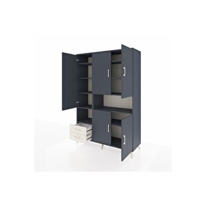 Hyperion Dolap 10 Raflı 2 Çekmeceli 5 Kapaklı 132x44x195 Antrasit-antrasit/aytaşı