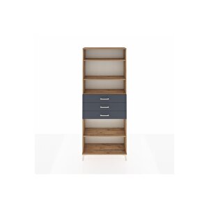 Arges Dolap 4 Raflı 3 Çekmeceli 88x30x221 Çam-antrasit