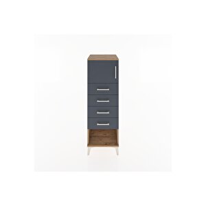 Hyperion Dolap Tek Raflı 4 Çekmeceli Tek Kapaklı 44x44x134 Çam-antrasit