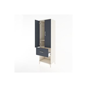 Hyperion Dolap 2 Raflı Tek Çekmeceli Tek Askılı 60x44x195 Aytaşı-antrasit