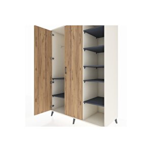 Kronos Dolap 7 Raflı 2 Kapaklı Tek Askılı 132x59x195 Aytaşı-çam/antrasit