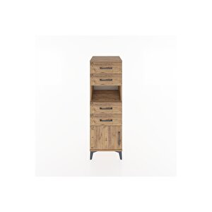 Hyperion Dolap Tek Raflı 4 Çekmeceli Tek Kapaklı 44x44x134 Çam-çam