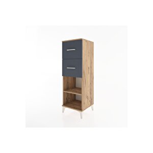 Hyperion Dolap Tek Raflı 2 Çekmeceli 44x44x134 Çam-antrasit