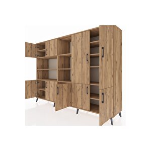 Hyperion Dolap 14 Raflı 9 Kapaklı 220x44x163 Çam-çam