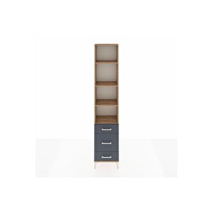 Arges Dolap 4 Raflı 3 Çekmeceli 44x30x221 Çam-antrasit