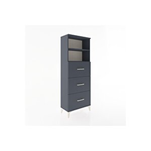 Arges Dolap 2 Raflı 3 Çekmeceli 60x30x163 Antrasit-antrasit